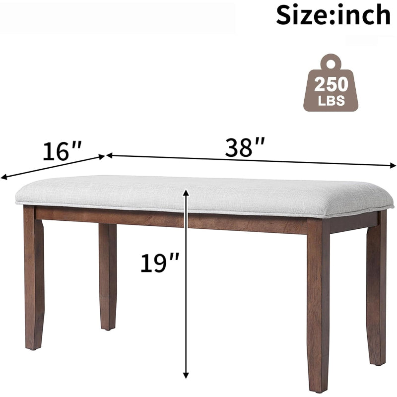 Beige‑Cherry Upholstered Bed End Bench