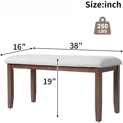 Beige‑Cherry Upholstered Bed End Bench