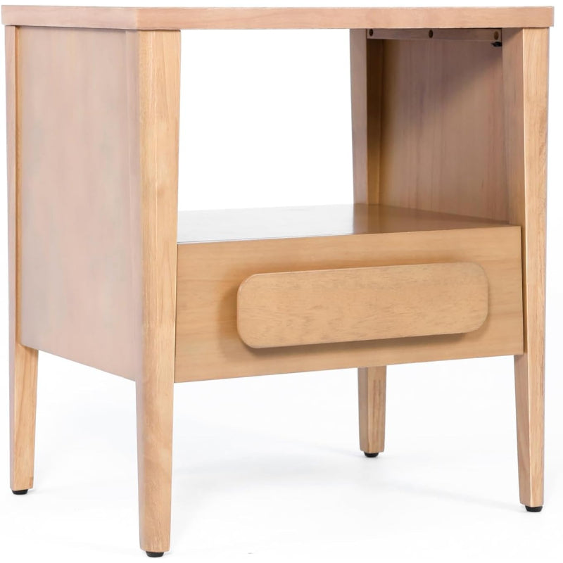Modern Light Oak Solid Wood Drawer Nightstand