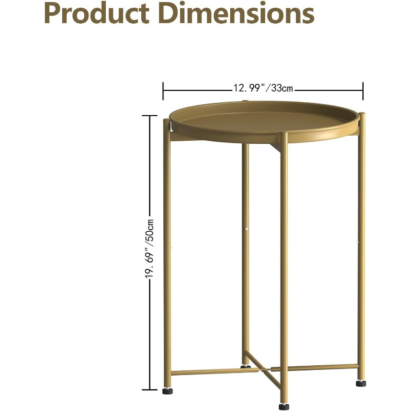 Gold Mini Round Tray Side Table