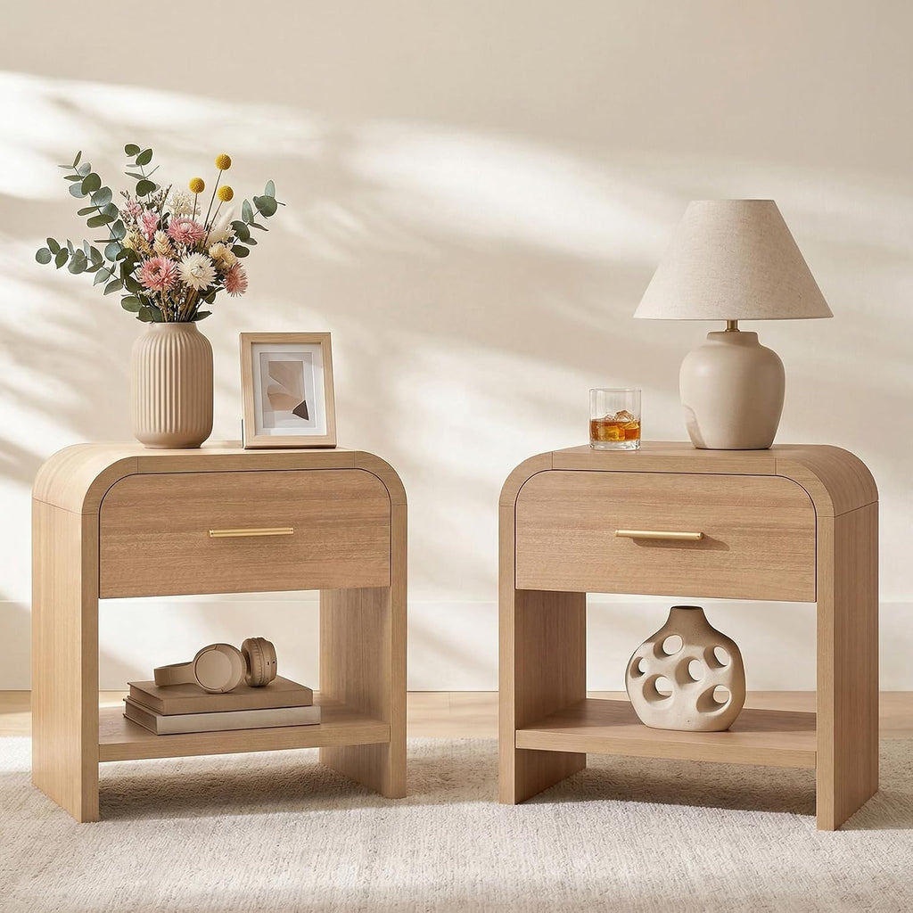 2‑Pack 1‑Drawer Shelf Night Stand