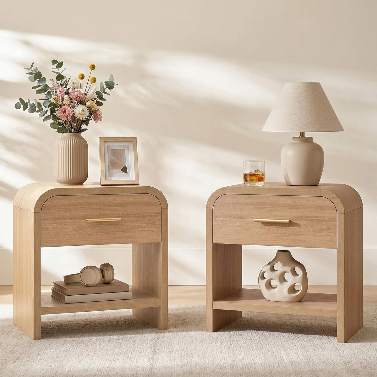 2‑Pack 1‑Drawer Shelf Night Stand