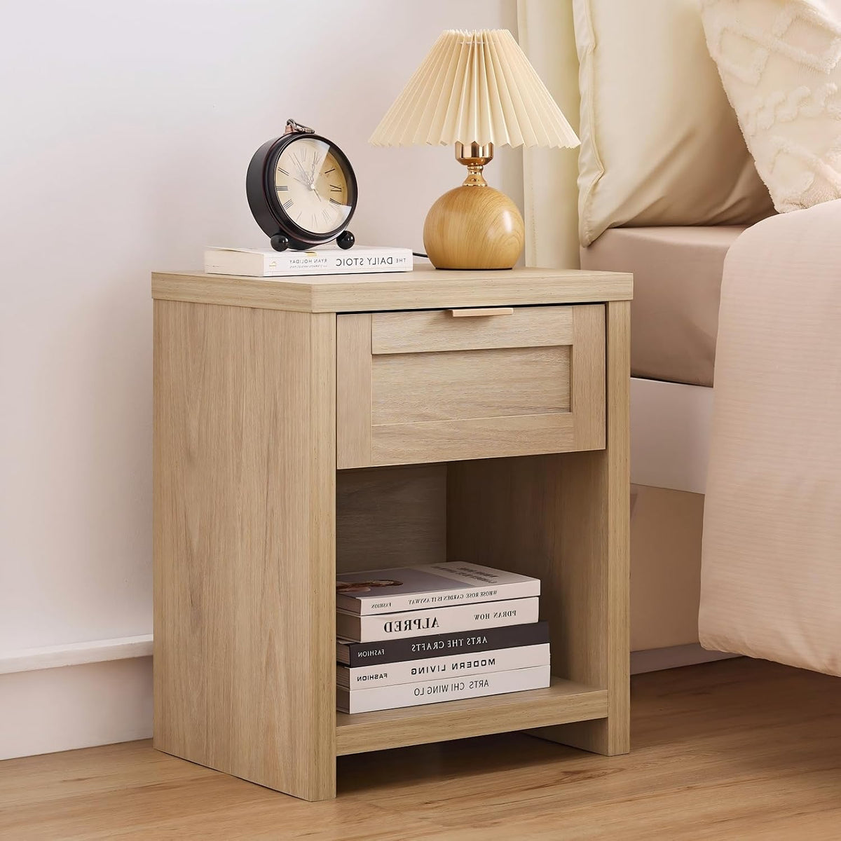 Light Weathered Oak Boho Nightstands 2‑Pack