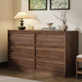 Walnut Wide 6‑Drawer Wooden Dresser