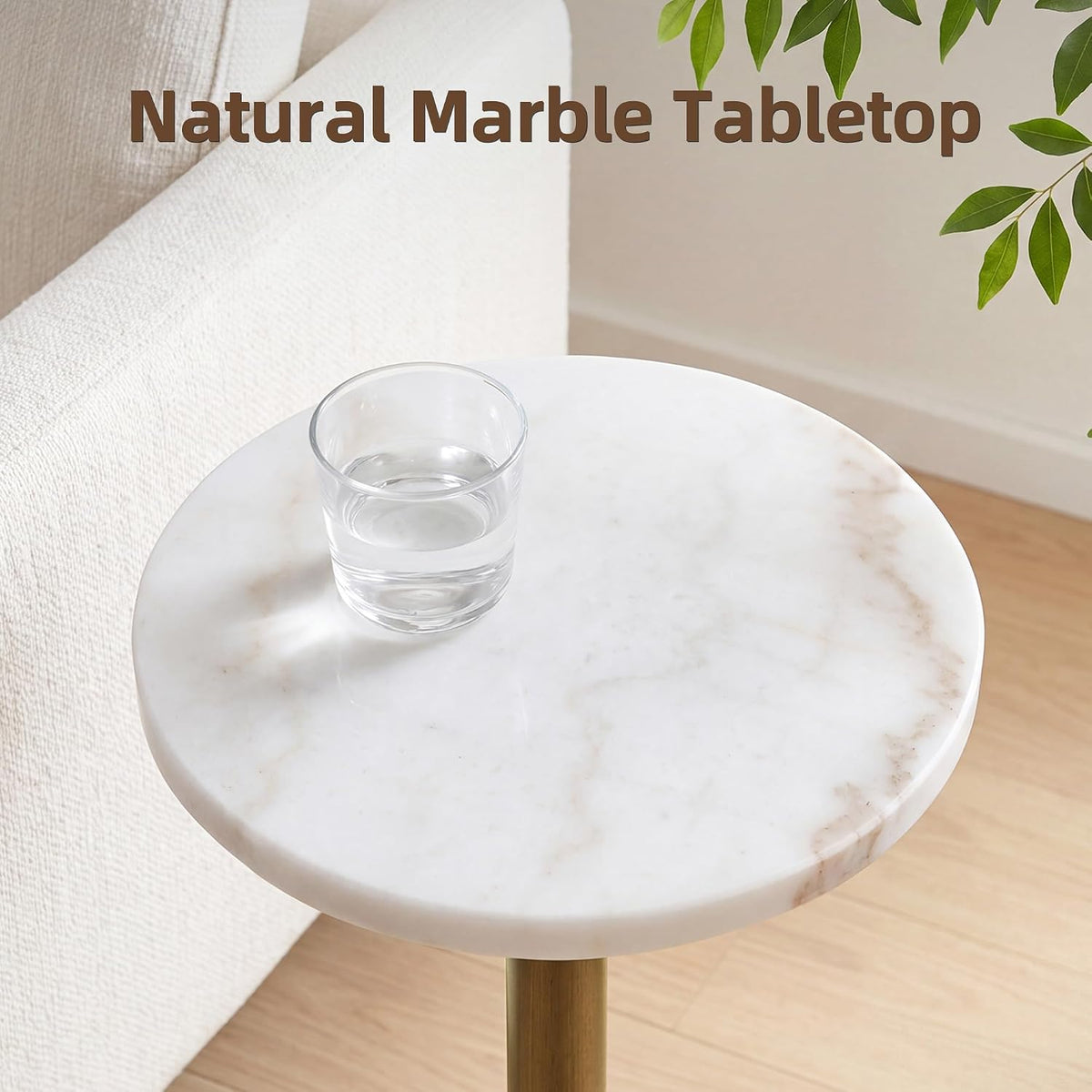 Adjustable Marble Round Pedestal Side Table