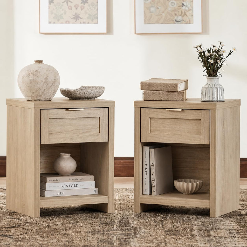 Light Weathered Oak Boho Nightstands 2‑Pack