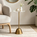 Brass Acrylic Round Pedestal Side Table