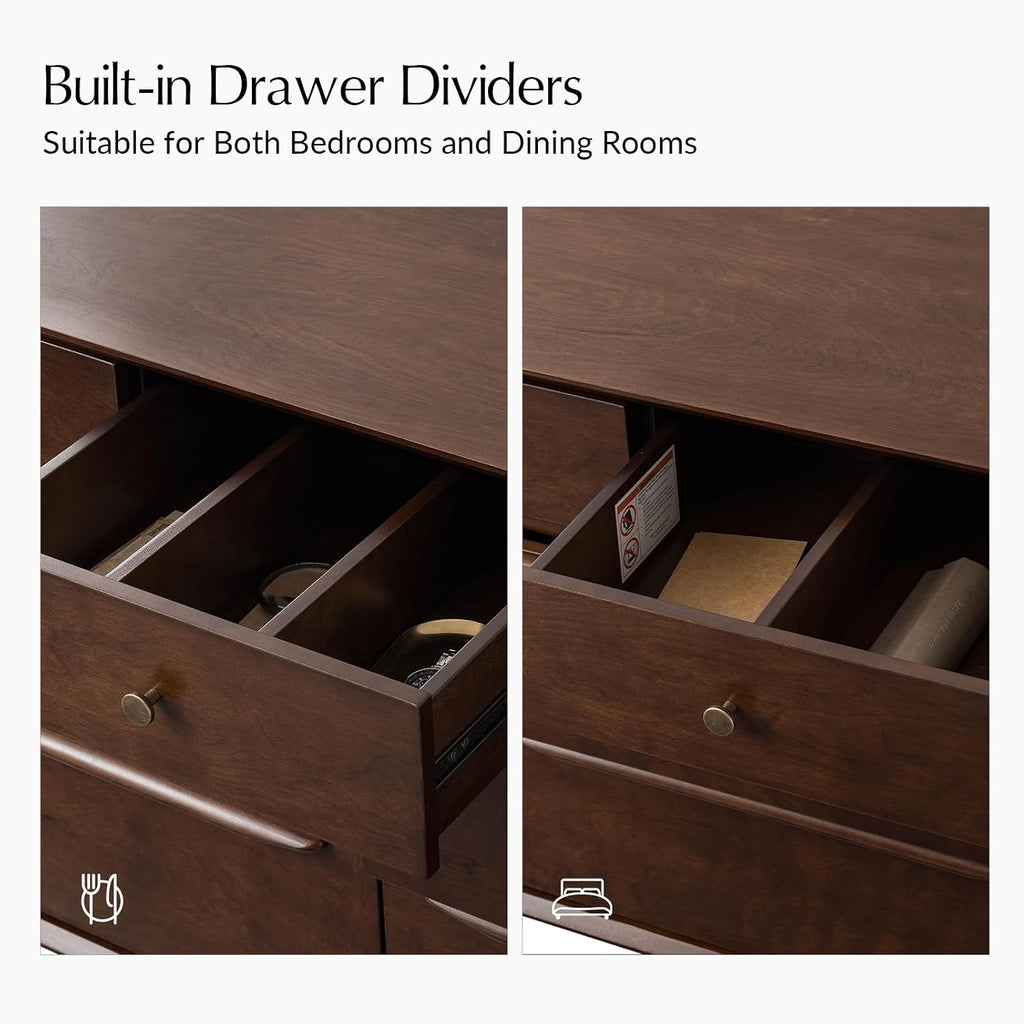 Walnut Mid‑Century 7‑Drawer Dresser