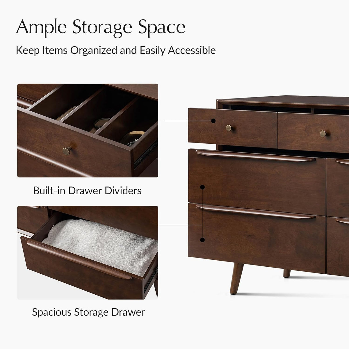 Walnut Mid‑Century 7‑Drawer Dresser
