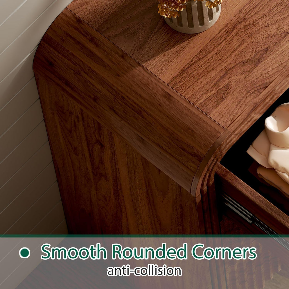 Walnut 8‑Drawer Wide Dresser TV Stand