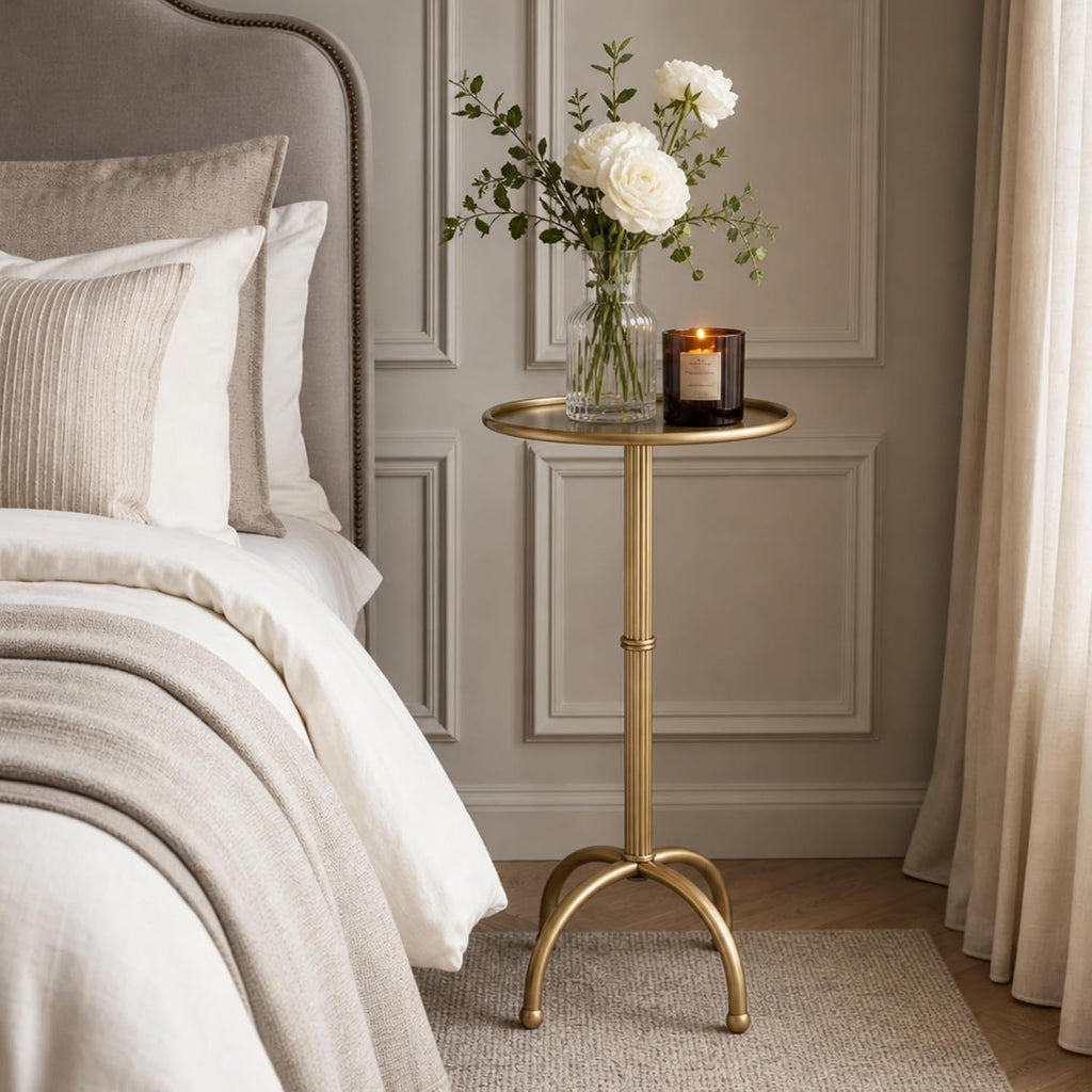 Drink Table, Brass Side Table 12.5''x27.5''
