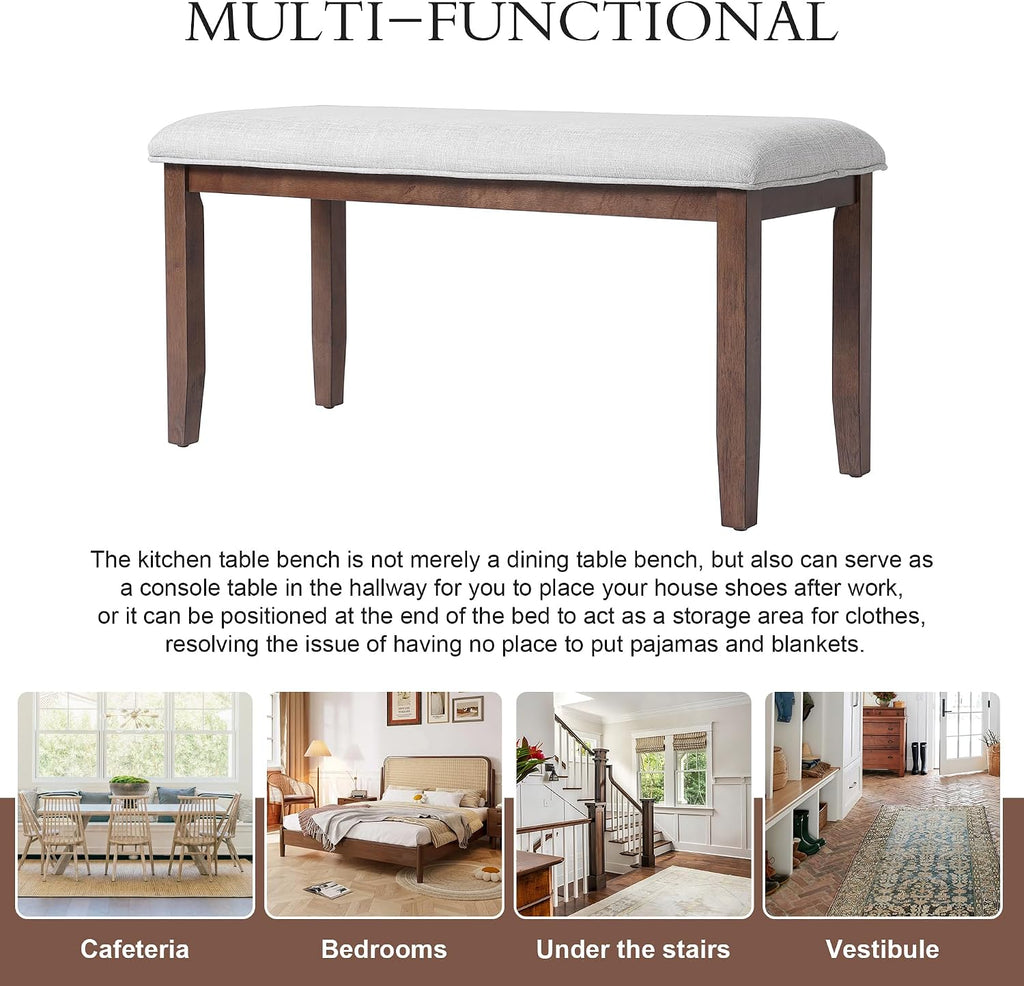 Beige‑Cherry Upholstered Bed End Bench
