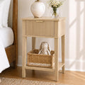 Natural Oak Fluted Drawer Shelf Nightstand