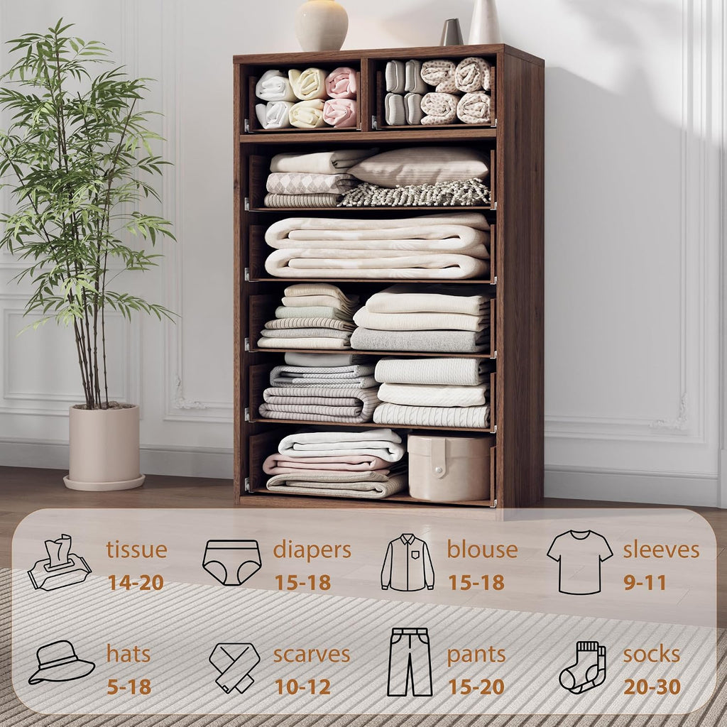 Walnut Tall 7‑Drawer Wooden Dresser