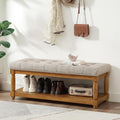 Linen Button‑Tufted Storage Bench