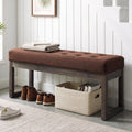 Dark‑Brown Upholstered Entryway Ottoman Bench