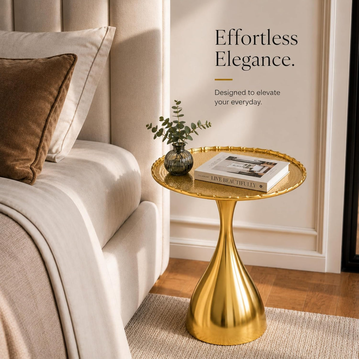 Round Metal Pedestal Base Accent Side Table