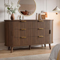 Fluted Mid‑Century 6‑Drawer Dresser