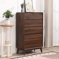 Walnut Tall 5‑Drawer Bedroom Chest Dresser