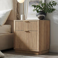 Natural Oak Fluted Charging Nightstand