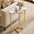 White Gold Faux Marble Narrow Side Table