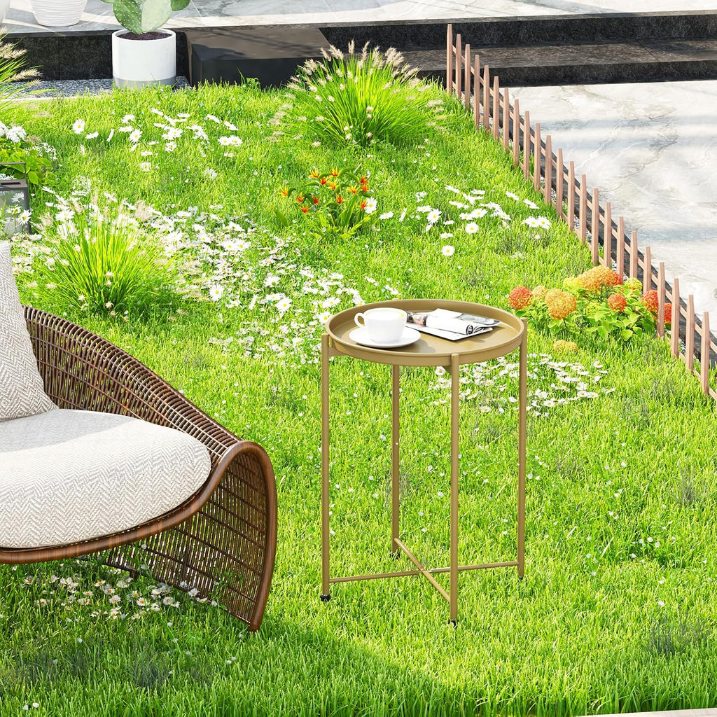 Gold Mini Round Tray Side Table