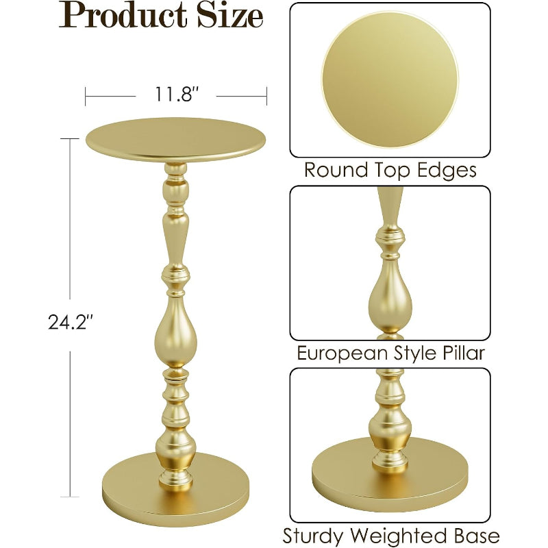Vintage Gold Art Deco Round Martini End Table