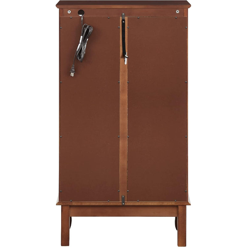 Walnut Vintage Lighted Curio Display Cabinet